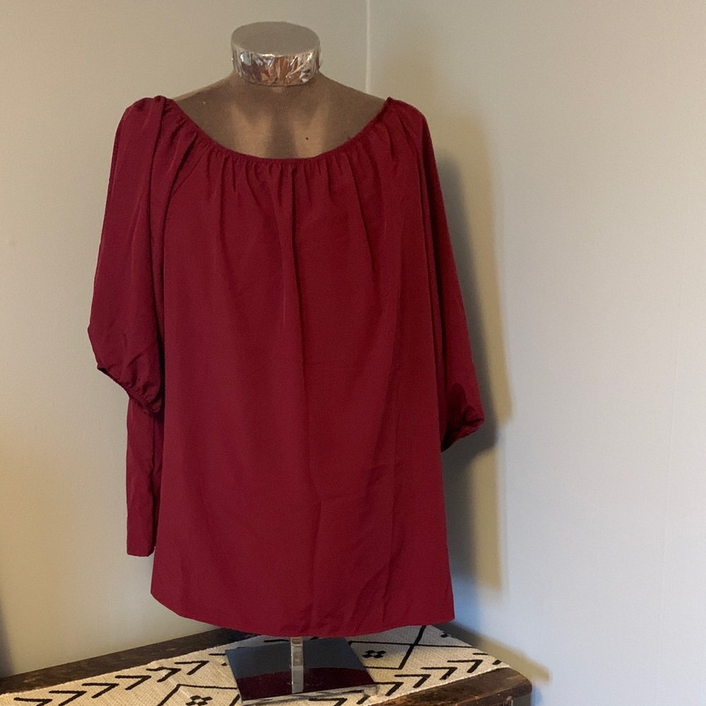 SHEIN CURVE Burgundy Off the Shoulder Blouse 4XL NWT